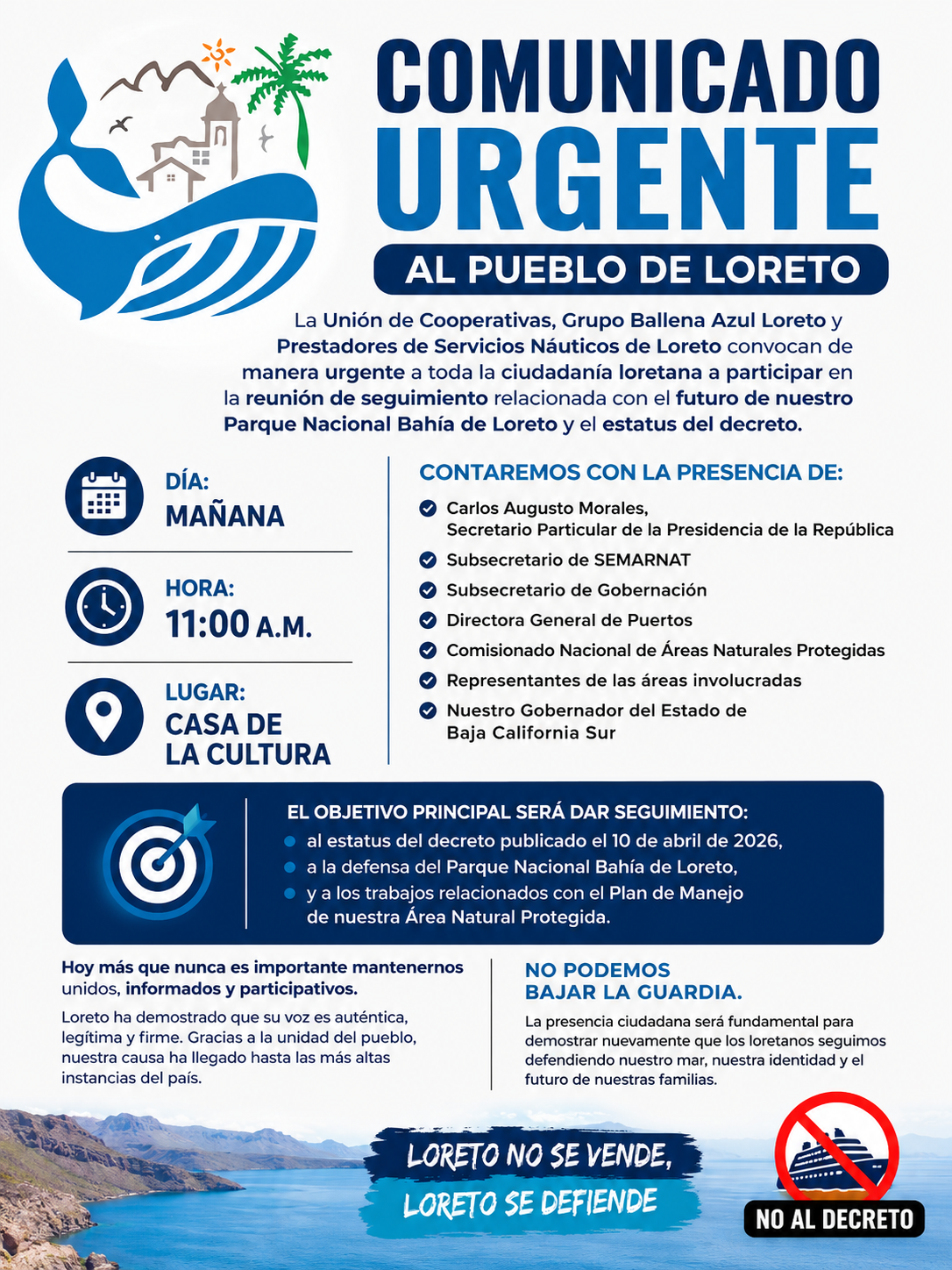 🚨🌊 COMUNICADO URGENTE AL PUEBLO DE LORETO 🌊🚨